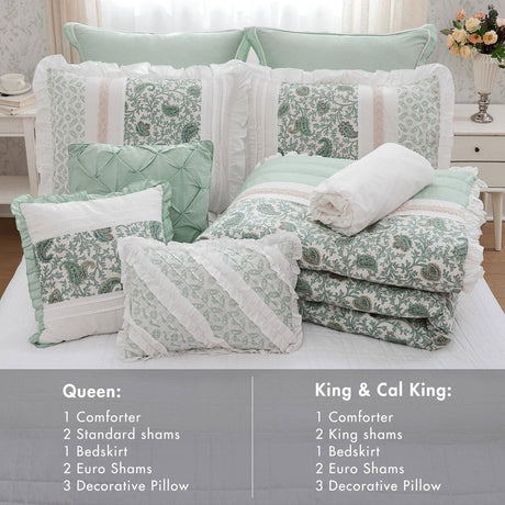 9 Piece Cotton Percale Comforter Set Aqua HouseOfZazla