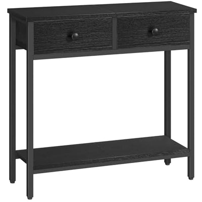 HOOBRO 29.5" Narrow Console Table with 2 Fabric Drawers, Small Entryway Table with 2-Tier Storage Shelves, Sofa Table, Behind Couch Table, for Living Room, Hallway, Black BB71XG01