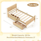 Giantex Twin Bed with 2 Storage Drawers, Wood Platform Bed with Headboard & Footboard, Wooden Slats Support Mattress Foundation, Twin Bed Frames for Kids Teens Adults, No Box Spring Needed (Natural) Giantex