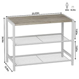 HOMEFORT 3-Tier Shoe Rack, Shoe Storage Shelf, Industrial Shoe Tower, Narrow Shoe Organizer for Closet Entryway, Small Shoe Rack Table with Durable Metal Shelves, White Oak HOMEFORT