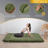 MAXYOYO 6" Extra Thick Japanese Floor Mattress Futon Mattress, Foldable Tatami Pad for Adults, Roll Up Floor Bed for Guest Room Bedroom RV, Green, Queen MAXYOYO