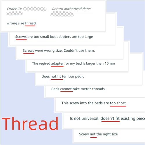 Adjustable Bed Base Replacement Legs Set, 12-Inch M8 Thread with M10 Adapters, 3-Section, Durable Black Finish Skuehod