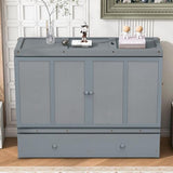 Harper & Bright Designs Queen Murphy Bed with USB Charging Station and Large Drawer, Wooden Queen Size Bed Wall Bed with Storage, Cube Cabinet Bed for Home Office Guest Room Bedroom,Gray Harper & Bright Designs