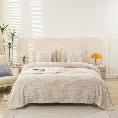 YUSOKI Twin XL Blanket Single Layer,Weight(3.1lb),370GMS-3D Stylish Design for Gift Home Decor (Linen,65"x90") YUSOKI