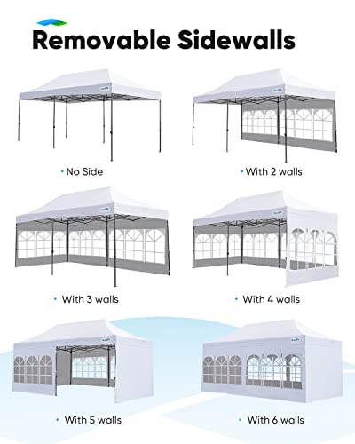 Quictent 10x20 Pop up Canopy with Sidewalls, Heavy Duty Enclosed Instant Canopy Tents for Parties and Wedding, Higher Top to Speed up Water, Bonus Weight Bags, White