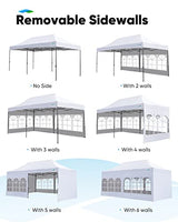 Quictent 10x20 Pop up Canopy with Sidewalls, Heavy Duty Enclosed Instant Canopy Tents for Parties and Wedding, Higher Top to Speed up Water, Bonus Weight Bags, White Quictent