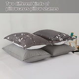 WONGS BEDDING 7 Pieces Comforter Set Full, Floral Bed in a Bag Comforter Reversible Flower Plum Bedding Set Full Size（1 Comforter,2 Pillowcase,2 Pillow Shames,1 Flat Sheet,1 Fitted Sheet） WONGS BEDDING