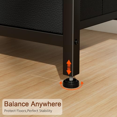 LOAKEKEL Night Stand Set 2, Bed Side Table with 2 Fabric Drawers, Nightstand with Open Storage Shelf for Bedroom, Small End Tables Living Room, Black, HETS002BK LOAKEKEL