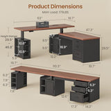 SEDETA Farmhouse L Shaped Electric Standing Desk, 63" x 67" Height Adjustable Home Office Executive Desk with Drawers and Shelves, Standing Computer Desks with Power Outlet for Home Office, Black SEDETA