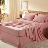 Laojin Balhen Twin Comforter Set 5 Pieces, Pink Seersucker Bed in a Bag Set Twin Size, All Season Luxury Bedding Sets with Comforter, Sheets, Pillowcase & Sham Laojin Balhen