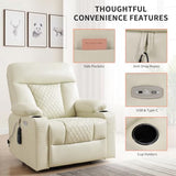 EONIX Power Lift Recliner Chair for Elderly with Heat and Massage, 400lbs Heavy Duty Electric Recliner Chairs for Adults with Cup Holders and USB Charging Ports, SLRY019020, Cream White