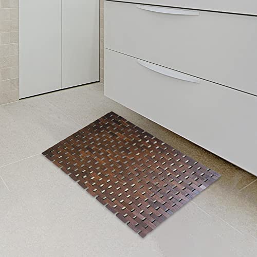 gazechimp Bamboo Wood Bath Mat, Bathroom Mat, Bathmat Kitchen Rugs for Bathtub, Sauna and Shower, Brown Gazechimp