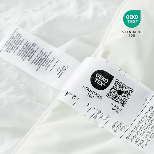 Cozy Bliss Cooling Comforter Seersucker Plaid Twin Size, Q-Max 0.45 Lightweight Cooling Blanket, Breathable Silk Smooth Summer Bedding Quilt for Hot Sleepers Night Sweats White Cozy Bliss