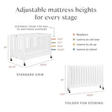 Babyletto Maki 2-in-1 Baby Crib Convertible to Toddler Bed - GREENGUARD Gold Certified Portable Folding Wood Crib w/ Toddler Conversion Kit - 4 Adjustable Heights, Easy to Assemble - White