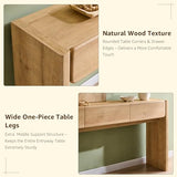 OKD 63'' Console Table with 3 Drawers, Farmhouse Entryway Table with Rounded Corners, Console Table Behind Couch for Living Room/Hallway-Natural Oak OKD