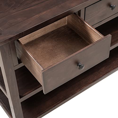 Bellemave Solid Wood Console Table with Drawers, Retro Entryway Table with 3 Drawers and 2 Open Storage Shelves, Narrow Long Sofa Table, Behind Couch Table for Living Room, Foyer and Hallway, Espresso Bellemave