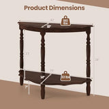 Giantex 42" Half Moon Console Table, 2-Tier Semi-Circle Entryway Table with Storage Shelf & Carved Rubber Wood Legs, Vintage Round Curved Sofa Tables for Living Room, Hallway, Entrance Giantex