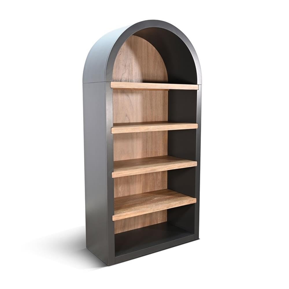 Pemberly Row Modern/Contemporary Arched Solid Wood Bookcase in Black Pemberly Row