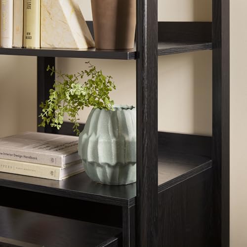 Walker Edison Modern Narrow Open Bookshelf with Drawer – 22 Inch, One-Drawer Black - WoodArtSupply