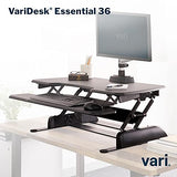 Vari - VariDesk Essential 36 - Two-Tier Standing Desk Converter for Monitor & Accessories - Height Adjustable Sit Stand Desk - Fully Assembled Monitor Riser for Home Office - 36" Wide, Black Vari