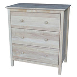 International Concepts Dresser with 3 Drawers, Unfinished IC International Concepts