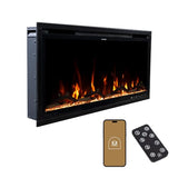 Modern Ember Aerus Slim 36 Inch Smart Linear Electric Fireplace | Recessed in-Wall or Wall-Mount | LED Multiple Flame Colors | Alexa/WiFi Enabled | 4.25” Profile | Remote Included Modern Ember