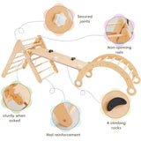 Asweets Pikler Triangle Set, 5 in 1 Foldable Montessori Climbing Set with Ramp, Baby Climbing Toys for Indoor Playground, Jungle Gym for Kids with Arch Climber, Rocker, Suitable for Toddlers Asweets