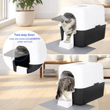 Sfozstra Cat Litter Box with Lid, Fully Enclosed Splash-Proof and Leak-Proof Urine High Edge and Odorless Cat Litter Box, Easy to Installation and Clean (Black with Pedal(S)) Sfozstra