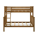 Plank+Beam Classic Wooden Bunk Bed Twin Over Full Size, Platform Bed Frame with Bunk Bed Ladder and Wood Slats for Adult, Space Saving Bed, Easy to Assemble, No Box Spring Needed, Pecan Plank+Beam
