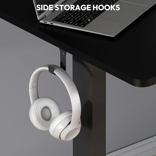 SANODESK Single Motor 2 Stage Electric Height Adjustable Standing Desk Frame Heavy Duty 176lbs Load Capacity for Home Office (Black Frame Only) SANODESK