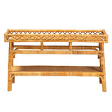 Bali & pari Savitri Modern Bohemian Natural Rattan 2-Tier Console Table bali & pari