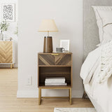 Masupu Nightstand,Modern Night Stand Boho Farmhouse Wood Bedside Table with Storage Drawer Side End Table for Bedroom,Living Room,Office,Walnut Brown Masupu