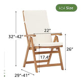 OC Orange-Casual Folding Patio Dining Chair Set of 4, Outdoor Acacia Wooden Reclining Chair w/Armrest & Removeable Cushion, FSC Certified Wood, for Porch, Backyard, Garden, Indoor, Beige OC Orange-Casual