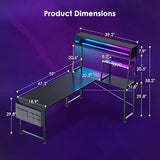 AODK L Shaped Gaming Desk with Led Lights, 59 Inch Reversible Gaming Computer Desk with Display Shelves, PC Gamer Desk Gamer Table with Storage Bag, L Desk for Game, Black AODK