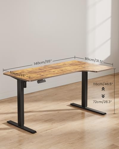 FEZIBO 55×32 inch L Shaped Electric Corner Standing Desk, 4 Memory Height Settings,Home Office & Computer Height Adjustable Table, Ergonomic Sit and Stand Up Workstation with Splice Board,Rustic Brown FEZIBO