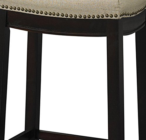 Linon Linen Backless Claridge Stool, Counter Height, Beige & Dark Walnut Linon