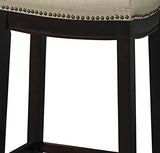 Linon Linen Backless Claridge Stool, Counter Height, Beige & Dark Walnut Linon