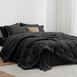 Love's cabin Full Comforter Set Black, 7 Pieces Full Bed in a Bag, All Season Bedding Sets with 1 Comforter, 1 Flat Sheet, 1 Fitted Sheet, 2 Pillowcase and 2 Pillow Sham Love's cabin