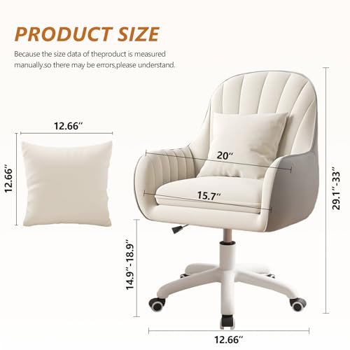 JPBSTO Cute Home Office Chair Velvet Upholstered Desk Chairs with Mid Back Swivel Adjustable Makeup Vanity Computer Chair with Wheels JPBSTO