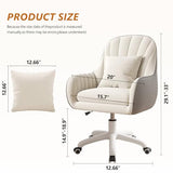 JPBSTO Cute Home Office Chair Velvet Upholstered Desk Chairs with Mid Back Swivel Adjustable Makeup Vanity Computer Chair with Wheels JPBSTO