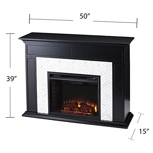 SEI Furniture Torlington Marble Tiled Electric Fireplace - Black