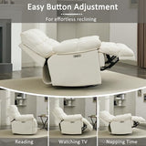 Pationate Oversized Rocker Recliner Chair,Power Swivel Recliner for Living Room,Overstuffed Extra Wide Rocking Recliners with Breathable Soft Fabric,Up to 350lbs (Power, White)