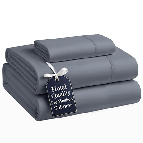 Casa Platino Luxury Bed Sheet Set – Ultra-Soft, Pre-Washed, Cozy and Breathable, 100% Brushed Premium Microfiber with Deep Pockets for a Secure Fit – Twin, Charcoal Casa Platino