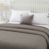 COMFLIVE Down Alternative Blanket with Satin Trim, Twin Size Lightweight Blanket for Bed- Spring Summer Comfort Soft - Moisture Absorption and Removal Treatment 68”x90” (Mocha, Twin) COMFLIVE