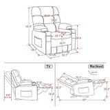 MCombo Zero Gravity Power Recliner Chair with Heat and Vibration Massage, Reclining Chair with USB Ports, Cup Holders for Living Room, Faux Leather PR621 (Black)