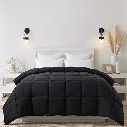 Cosybay Down Alternative Comforter (Black, Twin) - All Season Soft Quilted Twin Size Bed Comforter - Duvet Insert with Corner Tabs - Winter Summer Warm Fluffy, 64x88 inches Cosybay