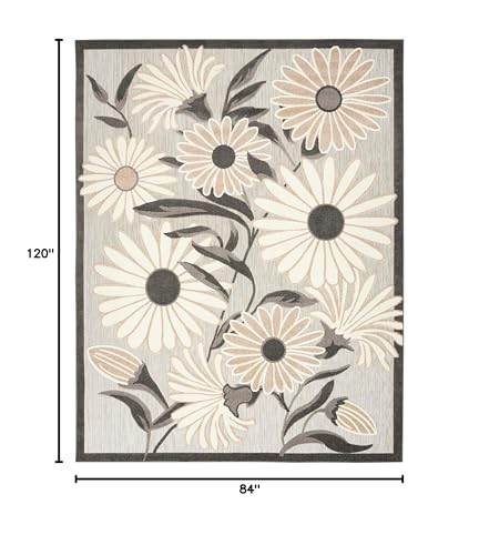 Nourison Home Aloha Indoor-Outdoor Beige 7' x 10' Area Rug, Easy Cleaning, Non Shedding, Bed Room, Living Room, Dining Room, Kitchen (7x10) Nourison