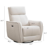 Bonzy Home Power Swivel Rocker Recliner Chair with USB Port, Wide Seat, Head & Lumbar Support, Upholstered Glider Chair for Living Room, Nursery, Bedroom, Cream White