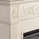 SEI Furniture Calvert Electric Fireplace with Carved Floral Trim, New Ivory SEI Furniture