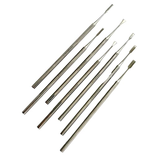 7 Pack Precision Mini Chisel Carving Tools for Detailed Small Crafts Such as Wood Carving, Wax Modeling, Soap Carving, and More - One Piece Construction Stainelss Steel Avon Surgical
